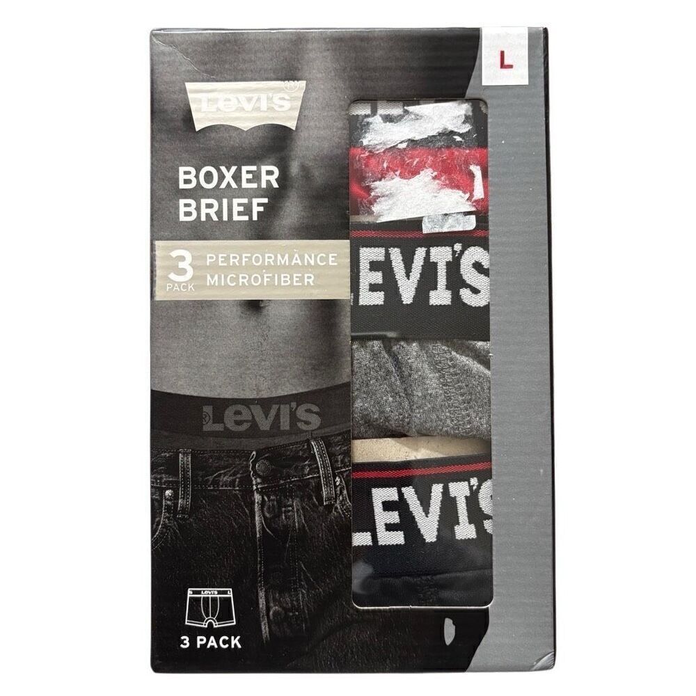 Levi’s 3-Pack Boxer Brief Performance Microfiber Men's Large
